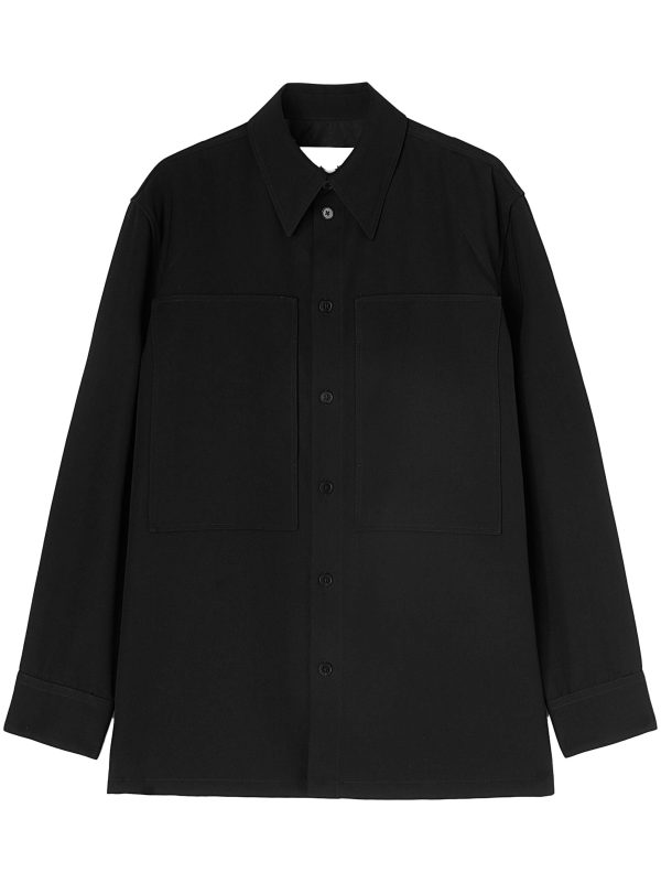 JIL SANDER - Men Long Sleeved Wool Gabardine Shirt Online Hot Sale