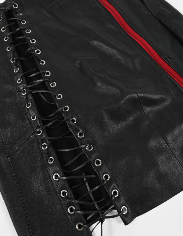 ME TO YOU Leather Red Zip Skirt For Cheap