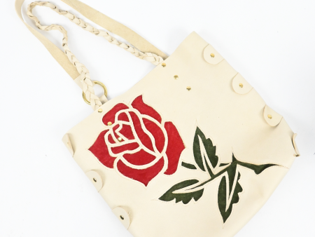 Leather Rose Tote (Cream) For Discount