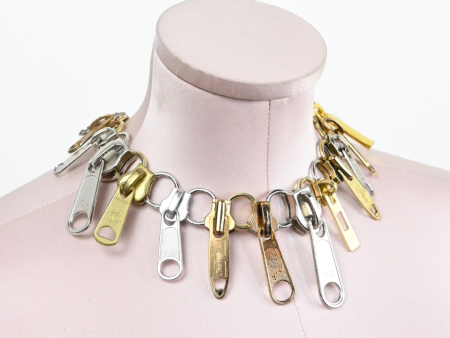 Zipper Choker Gold Silver For Discount