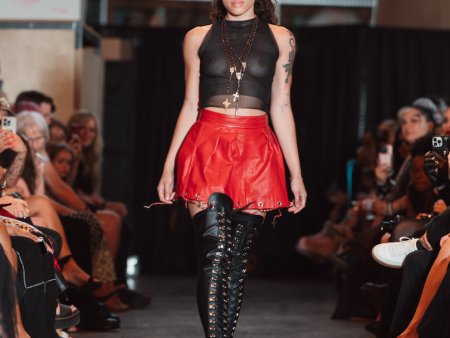 ME TO YOU red leather rosary skirt For Cheap