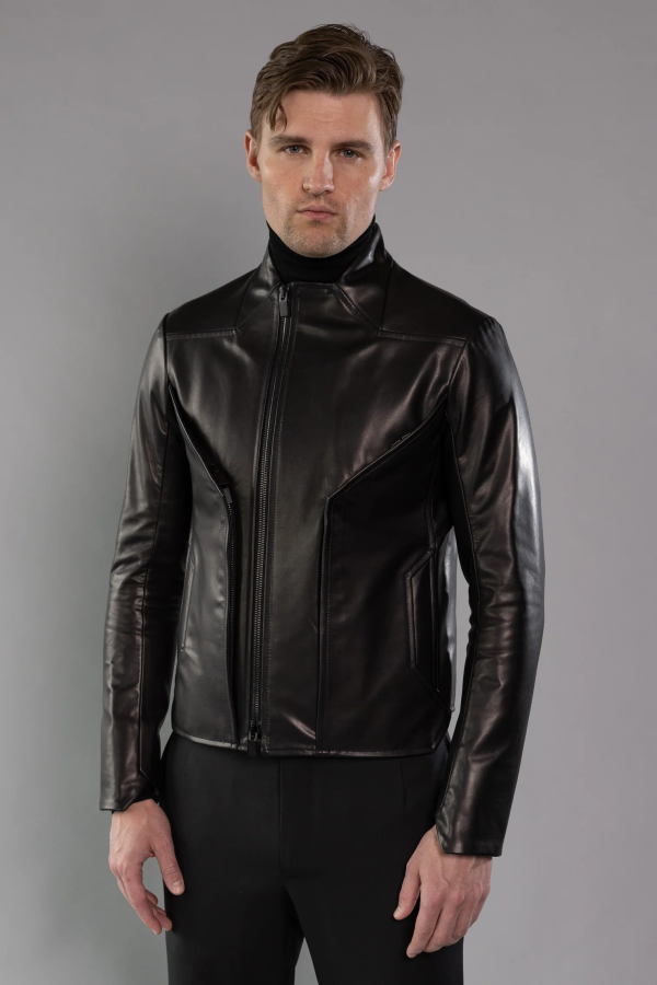 RORKE BADER - Men Bevel Leather Jacket For Discount