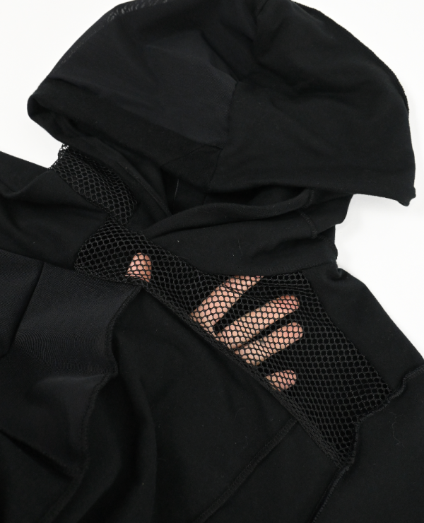 Black patch-work signature hoodie Hot on Sale