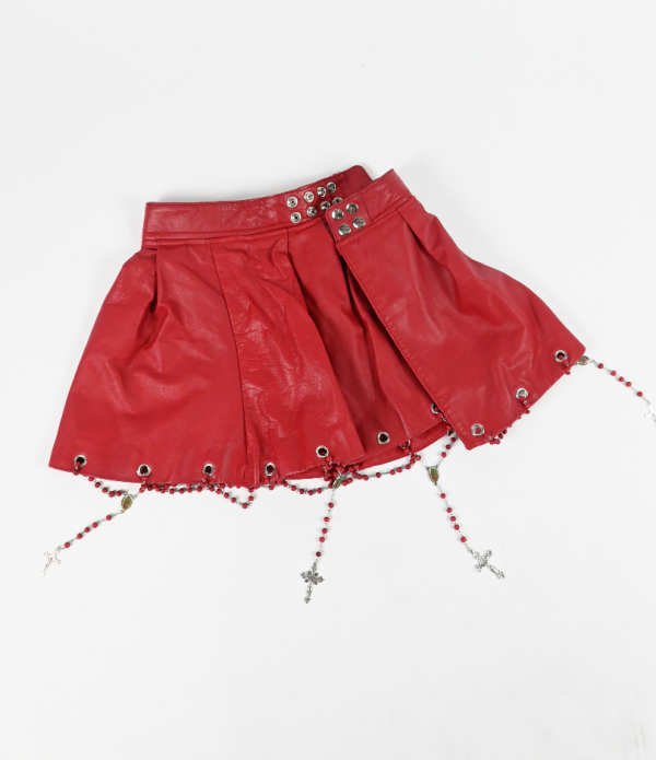 ME TO YOU red leather rosary skirt For Cheap