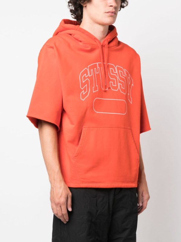 STUSSY - Men Short-Sleeve Boxy Cropped Hoodie Discount