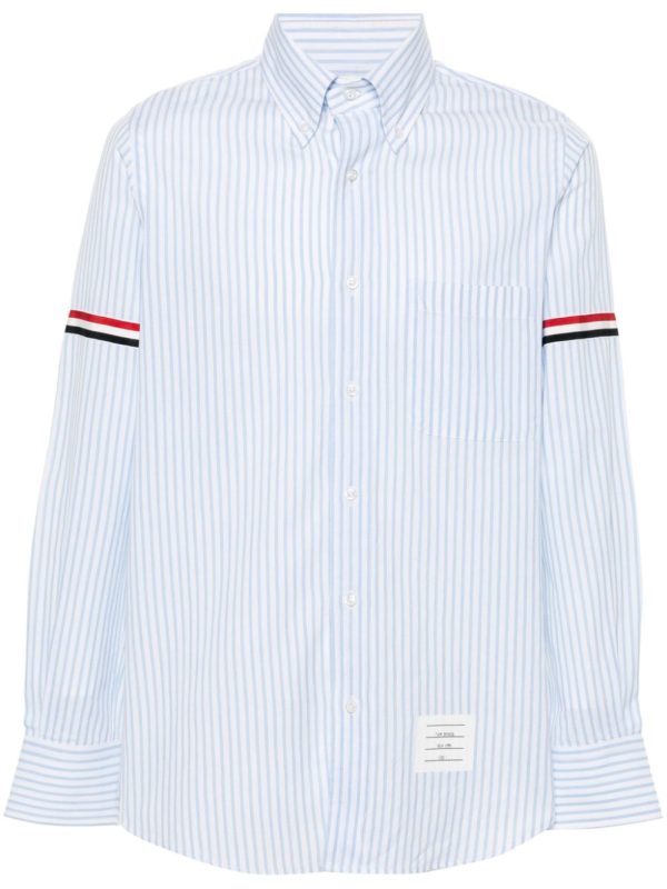 THOM BROWNE - Men Straight Fit BD PC L S  W GG Armband Stripe Madras Shirt Sale