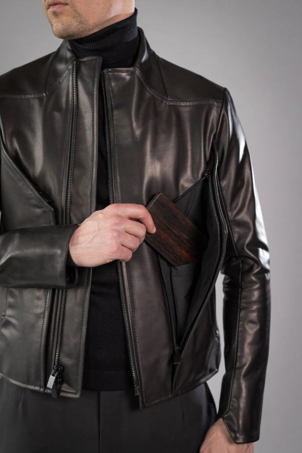 RORKE BADER - Men Bevel Leather Jacket For Discount