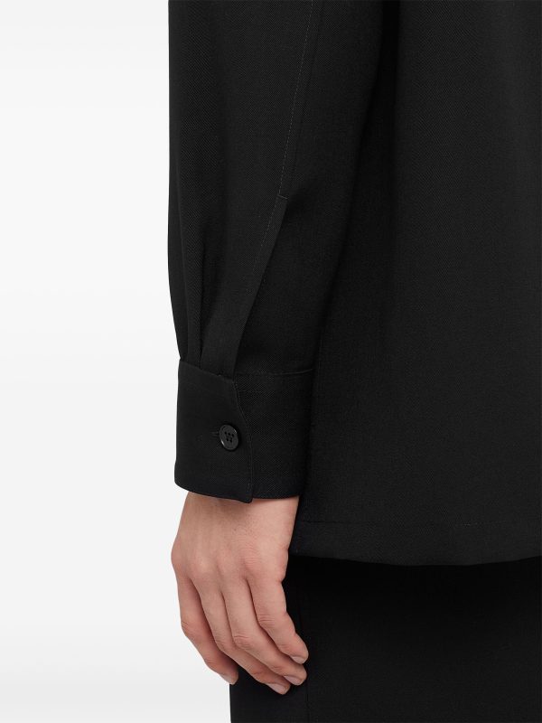 JIL SANDER - Men Long Sleeved Wool Gabardine Shirt Online Hot Sale