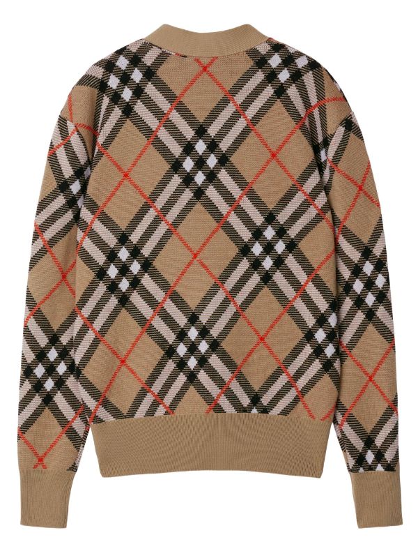 BURBERRY - Women Check Wool Blend Cardigan Online Sale