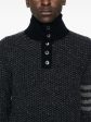 THOM BROWNE - Men Tonal Textured Stitch Funnel Neck Knitwear Online