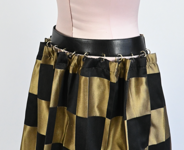 Show stopper gold check gown (free alterations) For Cheap