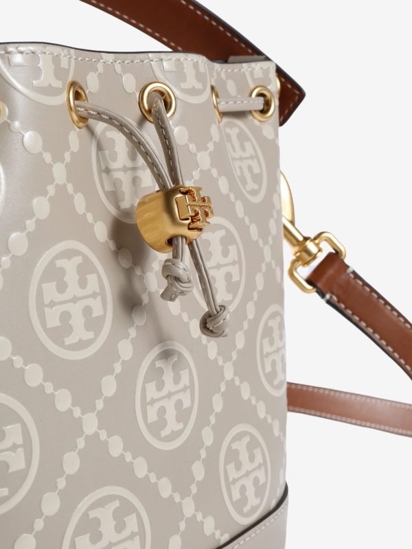 TORY BURCH - Women T Monogram Contrast Embossed Bucket Bag Online Sale