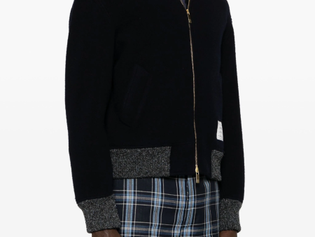 THOM BROWNE - Men Bomber W CB Rwb Stripe In Wool Fleece For Cheap