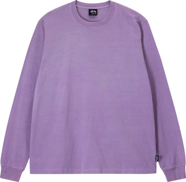 STUSSY - Men Pigment Dyed Crew Long-Sleeve Discount