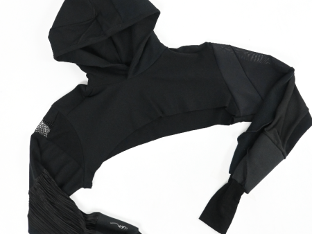 Black patch-work extra crop hoodie Supply