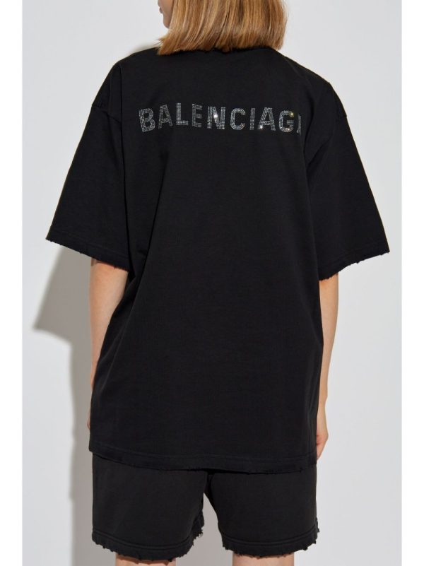 BALENCIAGA - Women Crystal Logo T-Shirt Fashion