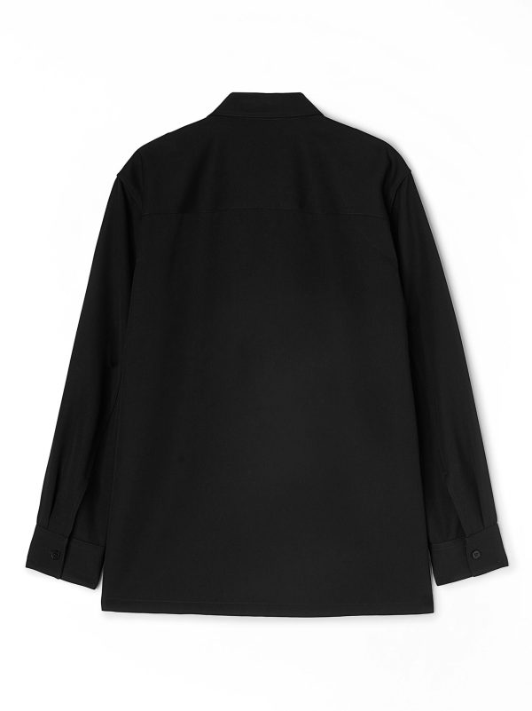 JIL SANDER - Men Long Sleeved Wool Gabardine Shirt Online Hot Sale