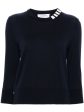 THOM BROWNE - Women Jersey Stitch 3 4 Sleeve Crew Neck Pullover  W 4 Bar Intarsia Cheap