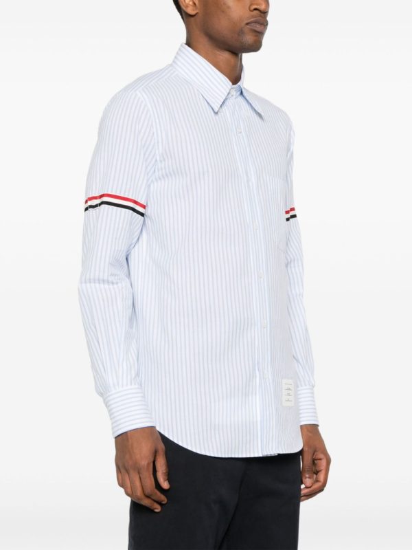 THOM BROWNE - Men Straight Fit BD PC L S  W GG Armband Stripe Madras Shirt Sale