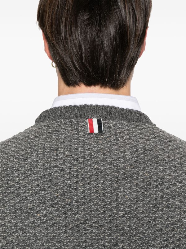 THOM BROWNE - Men W 4 Bar Striped Relaxed Fit Crew Neck Pullover Online Sale