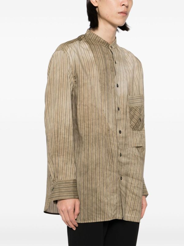 ZIGGY CHEN - Men Classic Stripe Pleated Shirt Online Sale