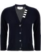 THOM BROWNE - Women Jersey Stitch 3 4 Sleeve  W 4 Bar Stripe V Neck Cardigan Hot on Sale