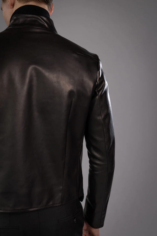 RORKE BADER - Men Bevel Leather Jacket For Discount