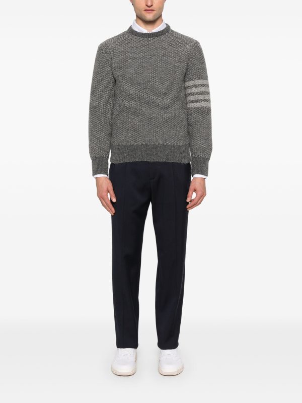 THOM BROWNE - Men W 4 Bar Striped Relaxed Fit Crew Neck Pullover Online Sale