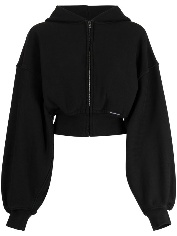 T BY ALEXANDER WANG - Women Branded Seam Label Cropped Zip Up Hoodie Supply