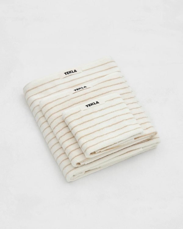 TEKLA - Striped Organic Cotton Terry Hand Towel 20x35   Online Sale