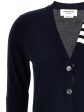 THOM BROWNE - Women Jersey Stitch 3 4 Sleeve  W 4 Bar Stripe V Neck Cardigan Hot on Sale