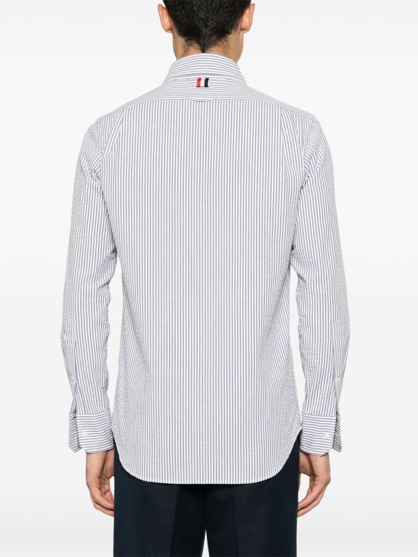 THOM BROWNE - Men Straight Fit L S BD W Satin Fill Stitch Flowers With Applique Shirt Fashion