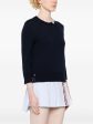 THOM BROWNE - Women Jersey Stitch 3 4 Sleeve Crew Neck Pullover  W 4 Bar Intarsia Cheap