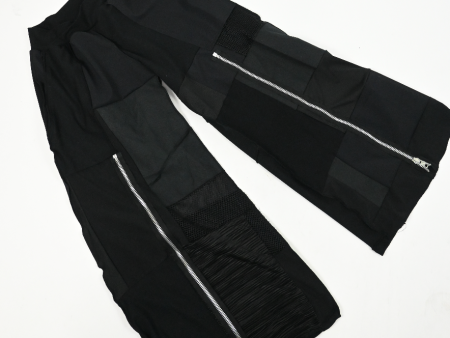 BLACK patch-work wide leg zip pants (XS) Online Hot Sale