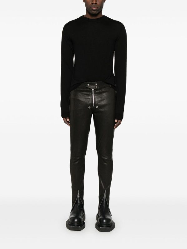 RICK OWENS - Men Cropped Biker Round Neck Sweater Supply