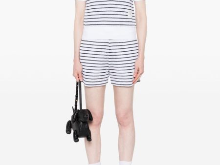 THOM BROWNE - Women Short Sleeve Rib Cuff Polo In Striped Textured For Cheap