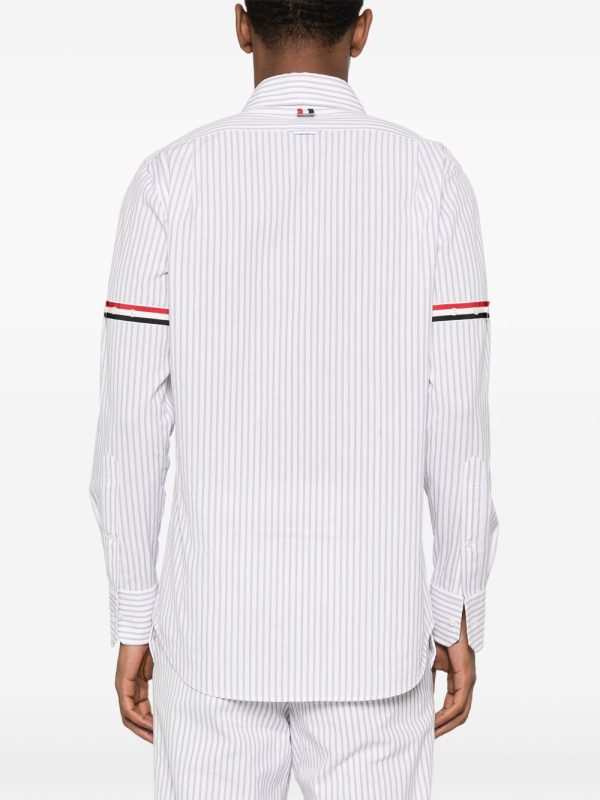 THOM BROWNE - Men Straight Fit BD PC L S  W GG Armband Stripe Madras Shirt Fashion