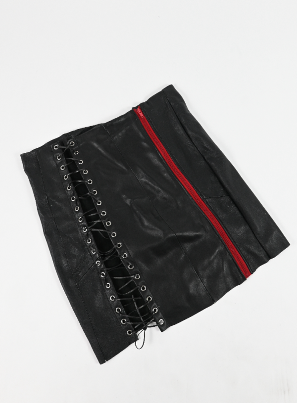 ME TO YOU Leather Red Zip Skirt For Cheap