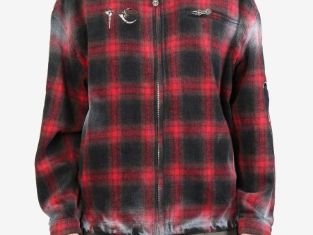 THUG CLUB - Men Arab Sword Flannel Zip-up Jacket Online Sale