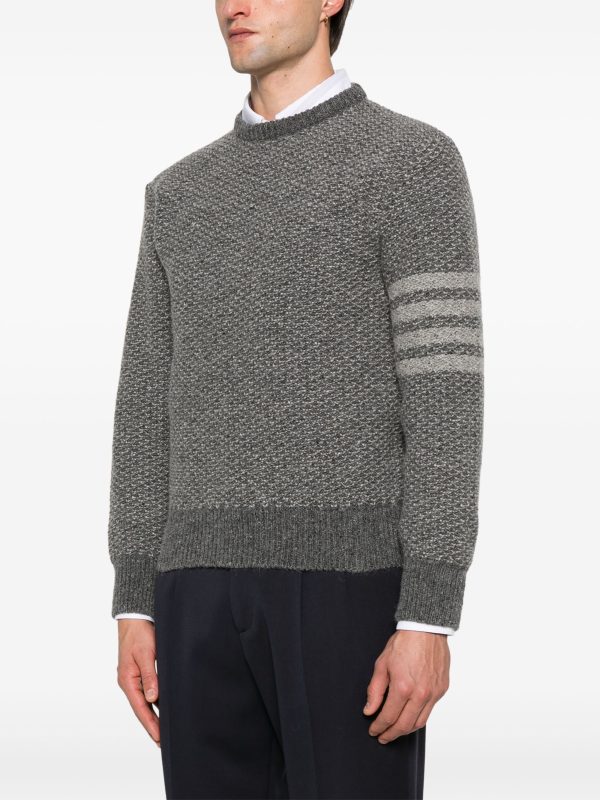 THOM BROWNE - Men W 4 Bar Striped Relaxed Fit Crew Neck Pullover Online Sale