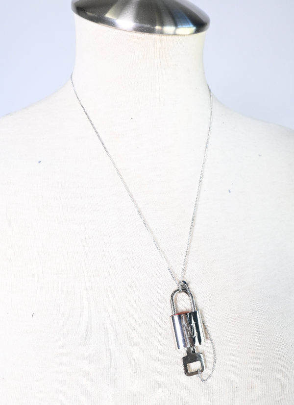 Silver lock necklace on Sale