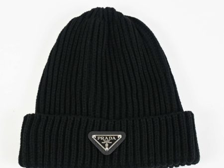 Black Large rib style beanie For Discount