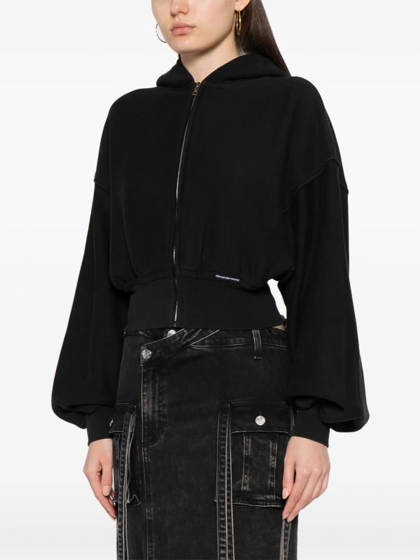 T BY ALEXANDER WANG - Women Branded Seam Label Cropped Zip Up Hoodie Supply