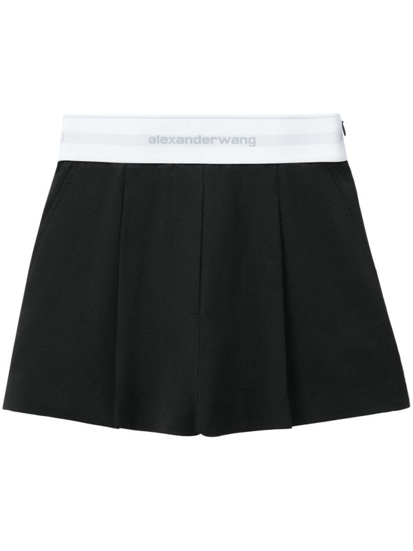 ALEXANDER WANG - Women High Waisted Pleated Short With Logo Elastic Online now