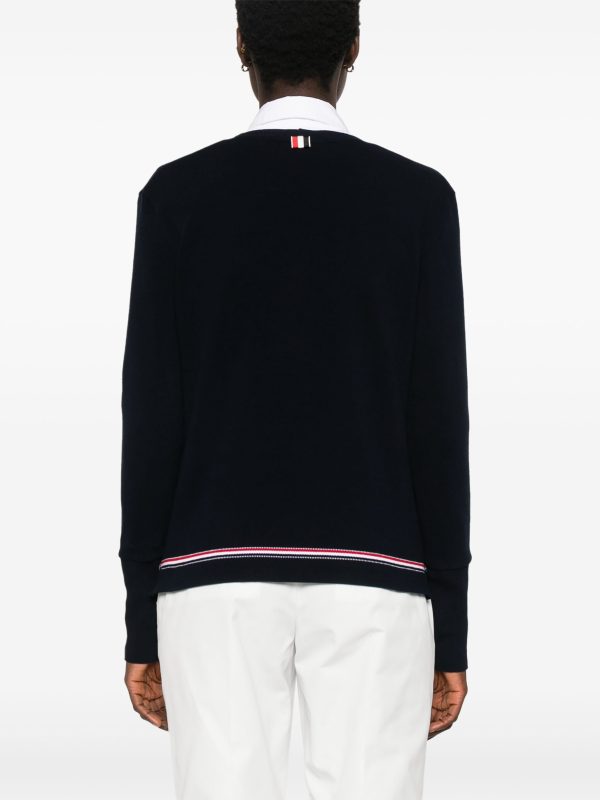 THOM BROWNE - Women Long Sleeve V Neck Top Online Sale