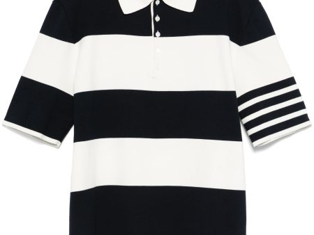 THOM BROWNE - Men Rugby Stripe Milano Stitch SS Polo In Lightweight Cotton W 4 Bar Stripe Online Hot Sale