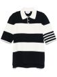 THOM BROWNE - Men Rugby Stripe Milano Stitch SS Polo In Lightweight Cotton W 4 Bar Stripe Online Hot Sale