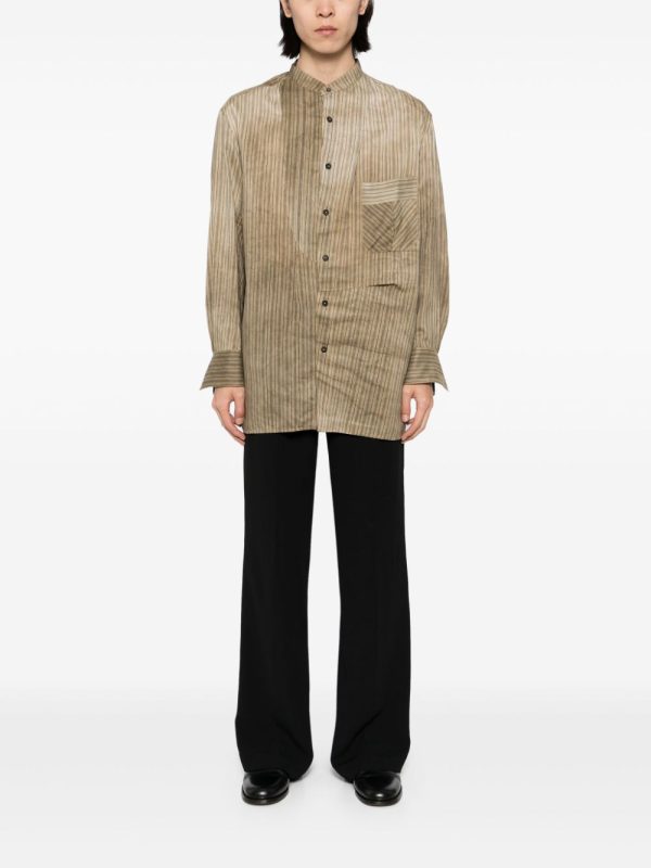 ZIGGY CHEN - Men Classic Stripe Pleated Shirt Online Sale