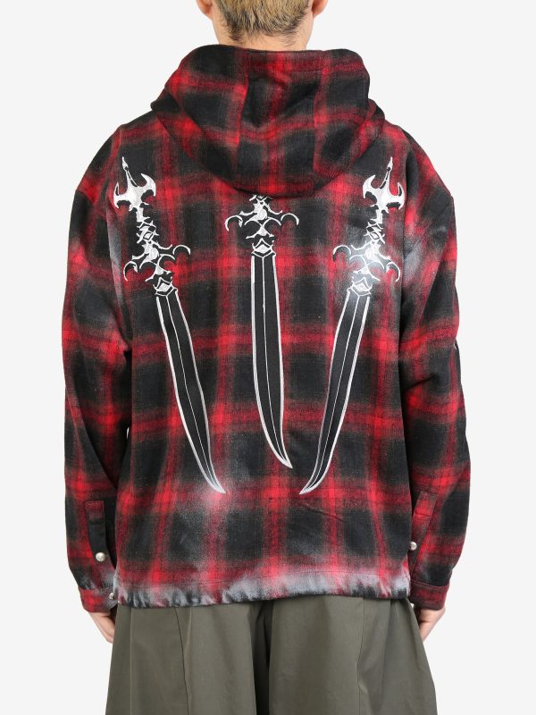 THUG CLUB - Men Arab Sword Flannel Zip-up Jacket Online Sale