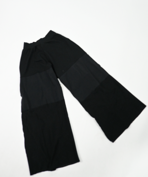 BLACK patch-work wide leg zip pants (Small) Fashion